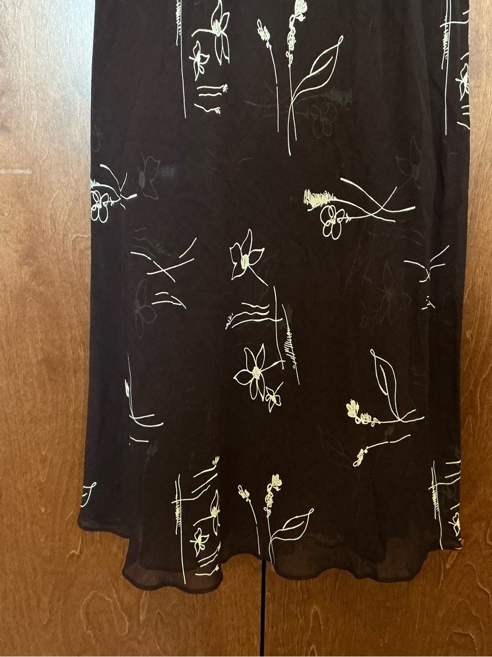 Vintage Ronni Nicole Long Semi Sheer Dress Brown 10 Delicate Flowers Elegant - Picture 6 of 13